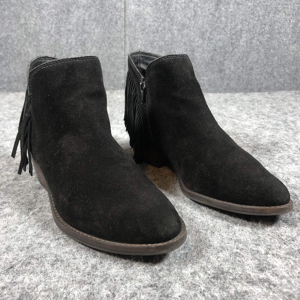 Lucky Brand Freeda‎ Booties Womens 10 M Black Suede Fringe Ankle Boots LR-FREEDA